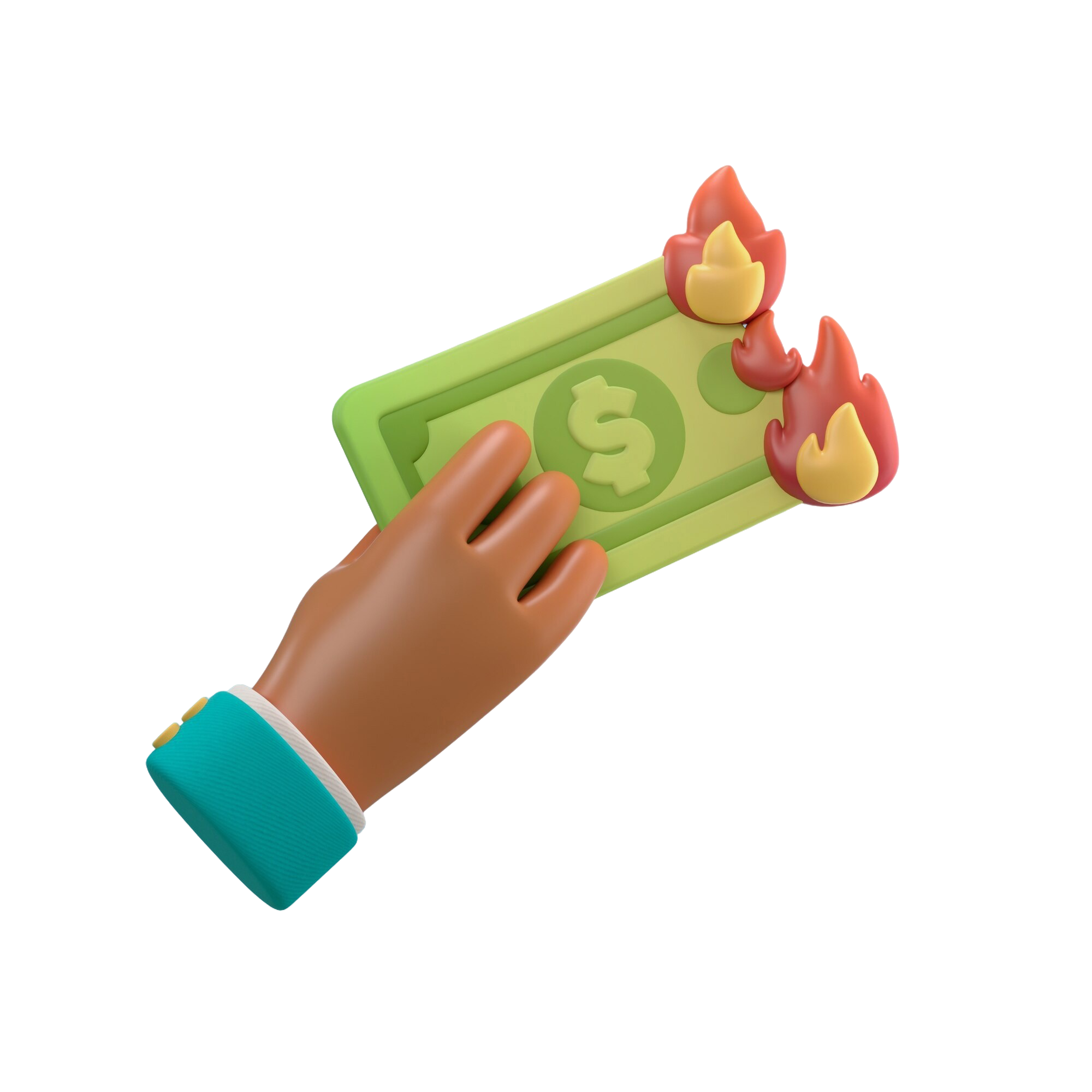 3D illustration of a hand holding cash